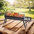Camping Foldable Portable Steel BBQ Grill Outdoor Stainless Steel Mesh Black