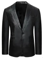 Mens Leather Blazer Leather Casual Blazer Jacket For Men(gzyv) L