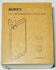 Aukey PL-A2 Mini Fisheye/Macro Phone Lens Wide Angle 10X Clip ON New NIB
