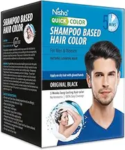 Nisha Quick Color Shampoo Based Hair Color For Men & Women Natural Looking Hair 20ML Each Sachet (10 Sachet in 1 Box), Original Black