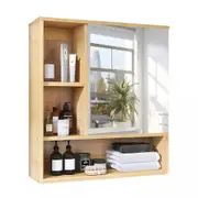 Fin Large Bamboo Bathroom Mirror Cabinet Space Saver Wall Cabinet Hd Vanity Mirror
