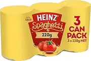 Heinz Spaghetti The One for One Multipack Canned Pasta In Tomato Sauce Ready To Eat Family Multipack Tinned Spaghetti in Tomato Sauce 220g (Pack of 3)