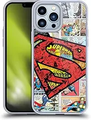 Head Case Designs Officially Licensed Superman DC Comics Oversized Logo Comicbook Art Gel Case [Military Grade Protection] Compatible with Apple iPhone 13 Pro Max