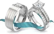 [loversring] Wedding Ring Sets His And Hers Promise Ring Wedding Ring Sets His And Hers Couples Women 925 Sterling Silver Moissanite Man Titanium Wedding Band