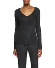 NWT St. John Couture Engineered Rib Sparkle Knit Long Sleeve Top Black XL $695