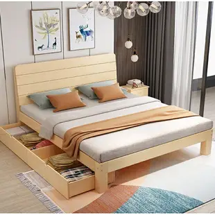 【顯示折扣】 紐西蘭松木 實木雙人床 雙人加大主臥 雙人 單人成人出租房 經濟床架 單人床