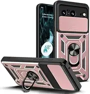 Compatible with Google Pixel 8a Case,Compatible with Google Pixel 8a 5G GKV4X G6GPR Magnetic Bracket [PC+TPU] 2 in 1 Slide Lens Pink