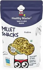 HEALTHY MASTER Vision to serve healthy Millet Snacks - Pudina - with All Natural Ingredients|Jain Friendly|Helps in Weight Loss|Calcium Rich|Gluten-Free|Vegan-Friendly|Vacuum Cooked|Tasty Snacks 150g
