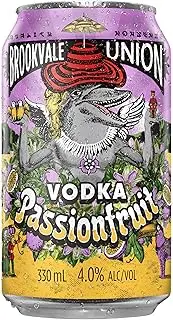 Brookvale Union Vodka Passion Fruit Mixed Drink, Fruity & Refreshing Finish, 4% ABV, 330mL (Case of 24 Cans)