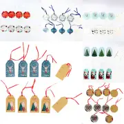 10x Christmas Hanging Gift Tags w String Xmas Paper Labels Home Party Decoration