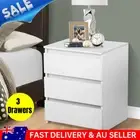 3 Storage Drawer Wooden Bedroom Bedside Cabinet Shelf Nightstand Side Table Unit