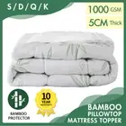 Bed Bamboo Pillowtop Matress Mattress Topper Protector 1000GSM Pad 45cm Underlay