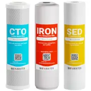 Max Water Whole House Water Filter Replacement Set Sediment, Iron Manganese, CTO