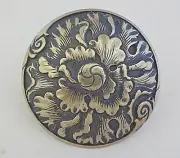 Jeremiah Watt Scarf Ring Slide White Bronze Concho Peony Flower 1 3/4" Wild Rag
