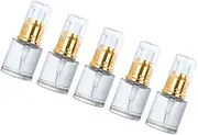 CRILSTYLEO 5pcs Portable Empty Press Cosmetic Bottles Essential Oil Dispenser Golden and White Travel-Friendly Pump Bottles for Perfume Nail Oil and More