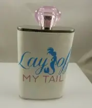 Lay off my tail mermaid pearl white blue stainless steel Flask purse size 5 oz