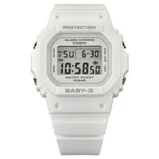 【CASIO 卡西歐】BABY-G 纖薄經典方形電子錶-清新白-BGD-565-7