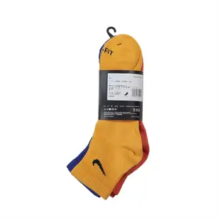 Nike 襪子 Everyday Plus Ankle Socks 三雙入 橙藍黃 踝襪【ACS】 SX6893-910