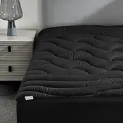 SLEEP ZONE Full Size Cooling Mattress Topper for Double Bed, Premium Zoned Cool Mattress Pad Cover, Padded Mattress Protector Breathable Washable, Deep Pocket 8-21" (Black, Full)