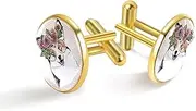 [Generic] Welsh Corgi Dog Print Classic Stainless Steel Cufflinks for Mens, Suit Shirt Cuff Links Jewelry Business Wedding Gifts, Golden