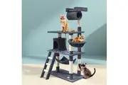 i.Pet Cat Tree 141cm Tower Scratching Post Scratcher Condo Wood House Bed Grey