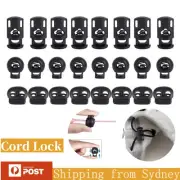 Cord Locks Toggle Plastic End Spring Stopper Slider Backpack Rope Black AUS