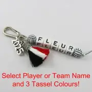 2025 Netball Name Bag Tag Three Colour Tassel Keychain Choose name and colours!