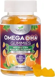 Omega 3 Fish Oil Gummies Delicious Orange Flavor - Extra Strength EPA & DHA Omega-3 Fatty Acids - Natural Brain and Joint Support, Tasty Gummy Vitamin for Men & Women - 60 Gummies