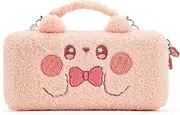GeekShare Pink Bunny Plush Bag Carry Case Compatible with Nintendo Switch/OLED - Portable Slim Travel Carrying Case with Removable Handle Fit Switch Console & Game Accessories