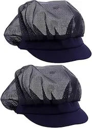 [TOGEVAL] 2pcs Lightweight Cooking Cap for Food Service Enhanced Ventilation Quick Cleaning for Catering Baking Navy