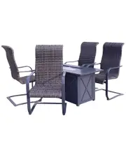 Courtyard Casual Santa Fe 5pc Fire Pit Set With Pit & Wicker Chairs