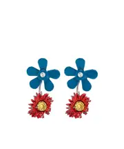 flower-stud earrings One size Blue