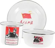 IMIKEYA 1 Set Enamel Dinnerware Set Portable Tableware for Soup Rice Salad for Home Camping Parties Outdoor Use Stain Resistant Easy to Clean Lightweight
