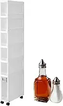 Tall Narrow Cabinet - Vertical Storage Cabinet, Slim Bathroom Storage Cabinet | Narrow Cabinet on Wheels, Rolling Side Storage Organiser Cabinet and Storage