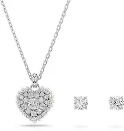 [Swarovski] Idyllia Set, Necklace and Earrings, Heart, White Crystals in a Rhodium Plated Setting