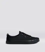 Men's Low Top All Black Canvas Shoes | OCA Low
