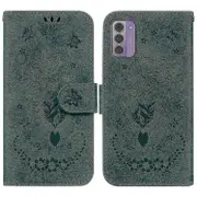 Compatible With Nokia G42 5g Wallet Case Flip Pu Leather Emboss Rose Flowers Magnetic Kickstand Card Slots Cover--Green-Product Code 22317