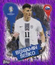 Topps Euro 2024 Sticker Slovenia SVN 3 Benjamin Sesko Artist Purple Parallel