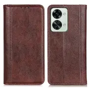 For Oneplus Nord 2t 5g Litchi Texture Split Leather Cover Stand Hidden Magnetic Adsorption Shockproof Flip Wallet Case