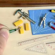 14PC 1:12 Scale Dollhouse Miniatures Hand Tools Triangle Plate Ruler Accessories
