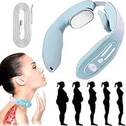 LeoLeoyy EMS Neck Acupoints Lymphvity Massager Device, Lymphatic Drainage Machine, 12 Modes EMS Neck Massager for Pain Relief, Portable Neck Lymphatic Massager for Women Men Gift (A)