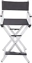 Professional Folding Directors Chair,Tall Makeup Chair for Clients,Aluminum Portable Chair Foldable Director's Chair Makeup Artist Chair Camping Chaise,Silver
