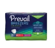Prevail Breezers Adult Daily Briefs Medium, 32 - 44 Inch, Bag of 20