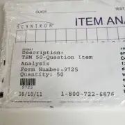 Scantron TSM 50 Question Item Analysis Form 9725 50 Sheets