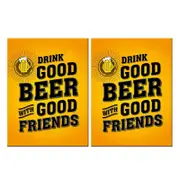 2PK Nostalgic Art Fridge Rectangle Magnet Drink Good Beer 6x8cm