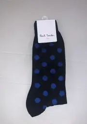 PAUL SMITH TAN BLUE POLKA DOT MENS SOCKS NWT