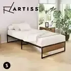 Artiss Bed Frame Single Size Metal Mattress Base Platform Foundation Black OSLO