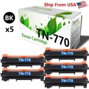 5-Pack TN770 TN-770 Black Toner Cartridge for HL-L2370DW HL-L2370DWXL Printer