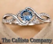CALLISTA CO. LAB-CREATED 0.46 CT SKY BLUE RD CUT 3A+CZ S925 SILVER RG SZ 6-9 ✓