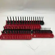 6pc Socket Organizer Holder Rail Sliding Stability Storage 1/4 3/8 1/2SAE Metric